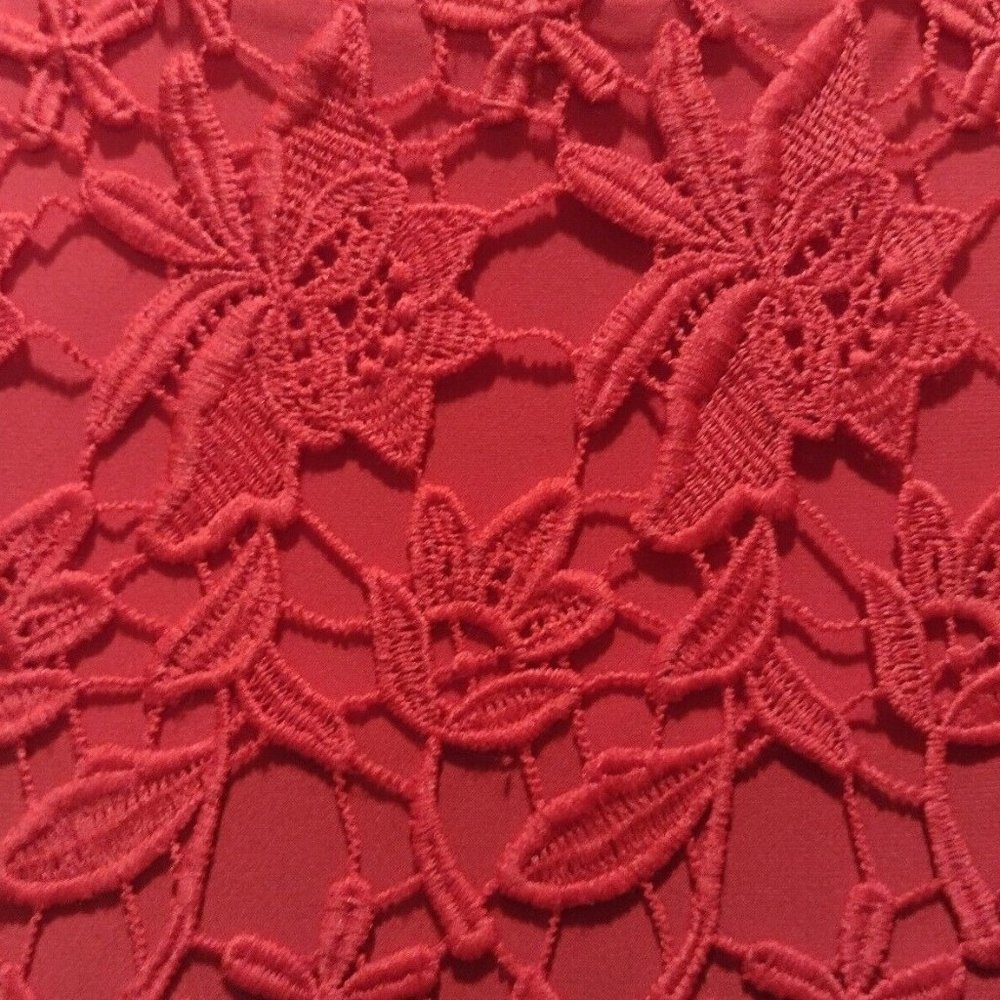 NWT LAUREN RALPH LAUREN RED LACE WOMENS SLEEVELESS SHEATH DRESS SZ 16 NEW